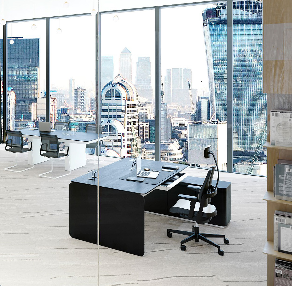 Executive eRange Rectangular Veneer desk (Exclusive)